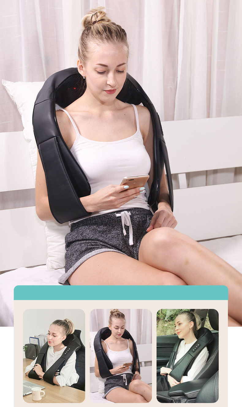 Masseur Dorsal Shiatsu avec Chaleur - Électrique, pour Épaules, Coussin de Massage Pétrissant pour Soulager les Douleurs aux Pieds, Jambes et Muscles