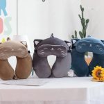 coussin et masque de sommeil chat bleu