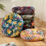 coussin rond motifs colorés 55x55cm
