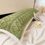 coussin tête de lit en flanelle verte